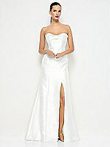 Alt View 1 Thumbnail - White Bow Cuff Strapless Princess Waist Trumpet Gown