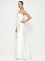 Alt View 2 Thumbnail - White Bow Cuff Strapless Princess Waist Trumpet Gown