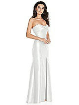 Side View Thumbnail - White Bow Cuff Strapless Princess Waist Trumpet Gown
