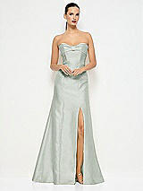 Alt View 1 Thumbnail - Willow Green Bow Cuff Strapless Princess Waist Trumpet Gown