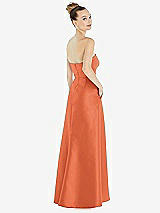 Alt View 3 Thumbnail - Portofino Orange Strapless Satin Gown with Draped Front Slit and Pockets
