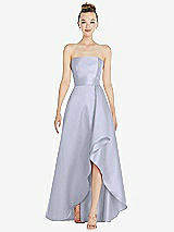 Alt View 1 Thumbnail - Silver Dove Strapless Satin Gown with Draped Front Slit and Pockets