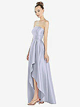 Alt View 2 Thumbnail - Silver Dove Strapless Satin Gown with Draped Front Slit and Pockets