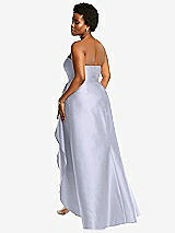 Rear View Thumbnail - Silver Dove Strapless Satin Gown with Draped Front Slit and Pockets