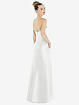 Alt View 3 Thumbnail - White Strapless Satin Gown with Draped Front Slit and Pockets