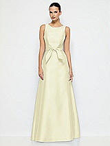 Alt View 1 Thumbnail - Butter Yellow Jewel-Neck V-Back Maxi Dress with Mini Sash
