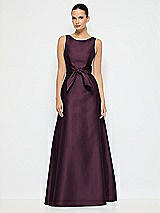 Alt View 1 Thumbnail - Deep Plum Jewel-Neck V-Back Maxi Dress with Mini Sash