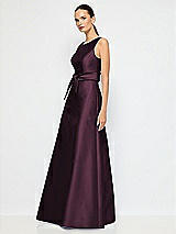 Alt View 2 Thumbnail - Deep Plum Jewel-Neck V-Back Maxi Dress with Mini Sash