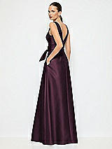 Alt View 3 Thumbnail - Deep Plum Jewel-Neck V-Back Maxi Dress with Mini Sash