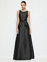 Alt View 1 Thumbnail - Black Jewel-Neck V-Back Maxi Dress with Mini Sash
