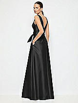 Alt View 3 Thumbnail - Black Jewel-Neck V-Back Maxi Dress with Mini Sash
