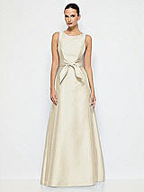 Alt View 1 Thumbnail - Champagne Jewel-Neck V-Back Maxi Dress with Mini Sash