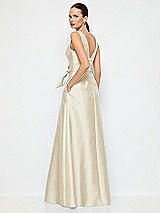 Alt View 3 Thumbnail - Champagne Jewel-Neck V-Back Maxi Dress with Mini Sash