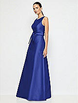 Alt View 2 Thumbnail - Cobalt Blue Jewel-Neck V-Back Maxi Dress with Mini Sash