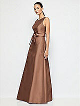 Alt View 2 Thumbnail - Cognac Jewel-Neck V-Back Maxi Dress with Mini Sash
