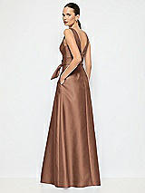 Alt View 3 Thumbnail - Cognac Jewel-Neck V-Back Maxi Dress with Mini Sash