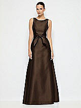 Alt View 1 Thumbnail - Espresso Jewel-Neck V-Back Maxi Dress with Mini Sash
