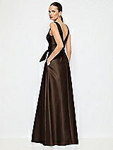 Alt View 3 Thumbnail - Espresso Jewel-Neck V-Back Maxi Dress with Mini Sash
