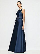 Alt View 2 Thumbnail - Midnight Navy Jewel-Neck V-Back Maxi Dress with Mini Sash