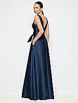 Alt View 3 Thumbnail - Midnight Navy Jewel-Neck V-Back Maxi Dress with Mini Sash