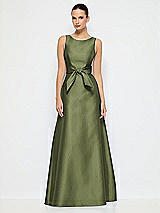 Alt View 1 Thumbnail - Olive Green Jewel-Neck V-Back Maxi Dress with Mini Sash