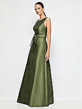 Alt View 2 Thumbnail - Olive Green Jewel-Neck V-Back Maxi Dress with Mini Sash
