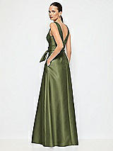Alt View 3 Thumbnail - Olive Green Jewel-Neck V-Back Maxi Dress with Mini Sash