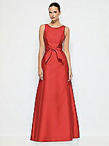 Alt View 1 Thumbnail - Poppy Red Jewel-Neck V-Back Maxi Dress with Mini Sash