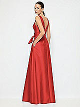 Alt View 3 Thumbnail - Poppy Red Jewel-Neck V-Back Maxi Dress with Mini Sash