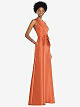 Side View Thumbnail - Portofino Orange Jewel-Neck V-Back Maxi Dress with Mini Sash