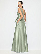 Alt View 3 Thumbnail - Sage Jewel-Neck V-Back Maxi Dress with Mini Sash