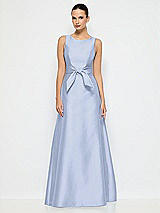 Alt View 1 Thumbnail - Sky Blue Jewel-Neck V-Back Maxi Dress with Mini Sash