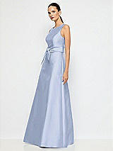 Alt View 2 Thumbnail - Sky Blue Jewel-Neck V-Back Maxi Dress with Mini Sash