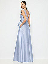 Alt View 3 Thumbnail - Sky Blue Jewel-Neck V-Back Maxi Dress with Mini Sash