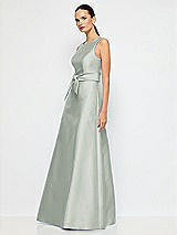 Alt View 2 Thumbnail - Willow Green Jewel-Neck V-Back Maxi Dress with Mini Sash