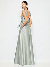 Alt View 3 Thumbnail - Willow Green Jewel-Neck V-Back Maxi Dress with Mini Sash