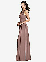 Side View Thumbnail - Sienna Shirred Shoulder Criss Cross Back Maxi Dress with Front Slit