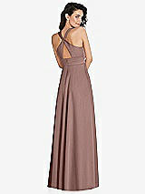 Rear View Thumbnail - Sienna Shirred Shoulder Criss Cross Back Maxi Dress with Front Slit