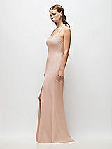 Side View Thumbnail - Cameo Tie Halter Open Back Trumpet Gown 