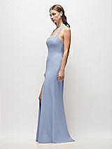 Side View Thumbnail - Sky Blue Tie Halter Open Back Trumpet Gown