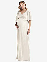 Front View Thumbnail - Ivory Flutter Bell Sleeve Empire Maternity Dress