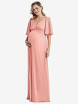 Front View Thumbnail - Rose Flutter Bell Sleeve Empire Maternity Dress
