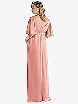 Rear View Thumbnail - Rose Flutter Bell Sleeve Empire Maternity Dress