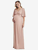 Front View Thumbnail - Toasted Sugar Flutter Bell Sleeve Empire Maternity Dress