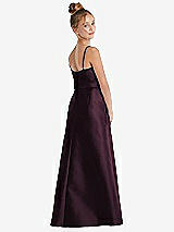 Rear View Thumbnail - Deep Plum Spaghetti Strap Satin Junior Bridesmaid Dress with Mini Sash