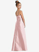 Rear View Thumbnail - Ballet Pink Spaghetti Strap Satin Junior Bridesmaid Dress with Mini Sash