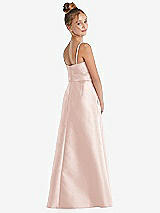 Rear View Thumbnail - Blush Spaghetti Strap Satin Junior Bridesmaid Dress with Mini Sash
