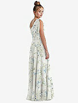 Rear View Thumbnail - Bleu Garden One-Shoulder Scarf Bow Chiffon Junior Bridesmaid Dress