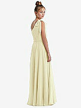 Rear View Thumbnail - Butter Yellow One-Shoulder Scarf Bow Chiffon Junior Bridesmaid Dress