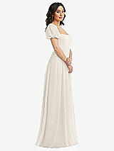 Side View Thumbnail - Ivory Puff Sleeve Chiffon Maxi Dress with Front Slit